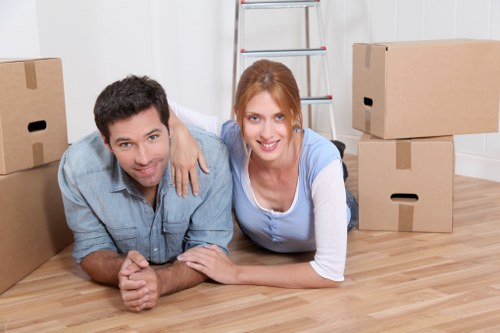 Packing materials and labelled boxes for a home move