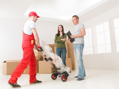 Business removal items prepared for transport in a removals van