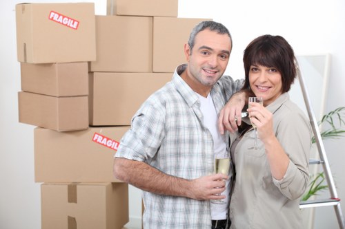 Local removal team packing and loading boxes for a Upton Park home move