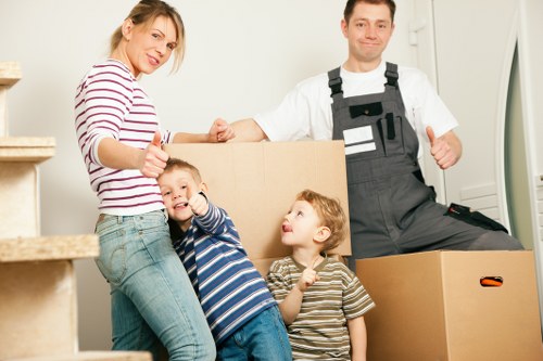 Packed household items ready for moving day